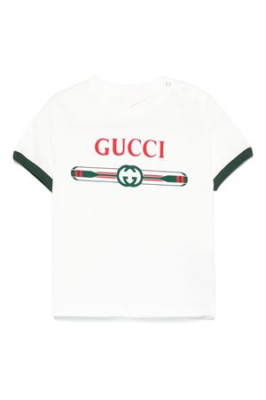 T-shirt in jersey di cotone bianco GUCCI KIDS | 548140XJGY39214